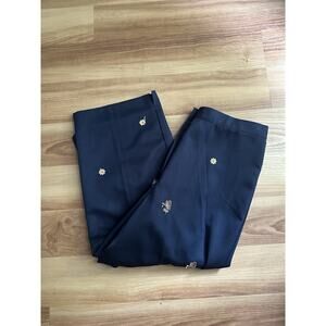 Alfred Dunner Pants Womens 6P Blue Wide-Leg Hi-Rise Elastic Waist Cropped